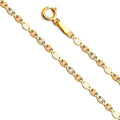 14K tri-color yellow, white and rose gold 2.1mm diamond-cut Valentino star link chain necklace with spring ring clasp on white background