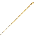 14K two-tone yellow gold 3.1mm figaro bracelet with white plating and lobster claw clasp on white background