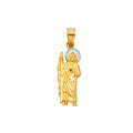 14K two-tone gold St. Jude Thaddeus full figure pendant with white gold halo, 25mm, on white background