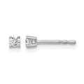 14K white gold 1/10 carat lab grown diamond round stud earrings front view pair on white background