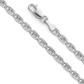 14K white gold diamond-cut Valentino chain with star-cut oval links, 2.6mm wide, 20 inches, lobster clasp, on white background
