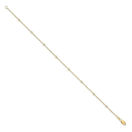 14K yellow gold 1/6 carat lab grown diamond 7-station bracelet full view on white background