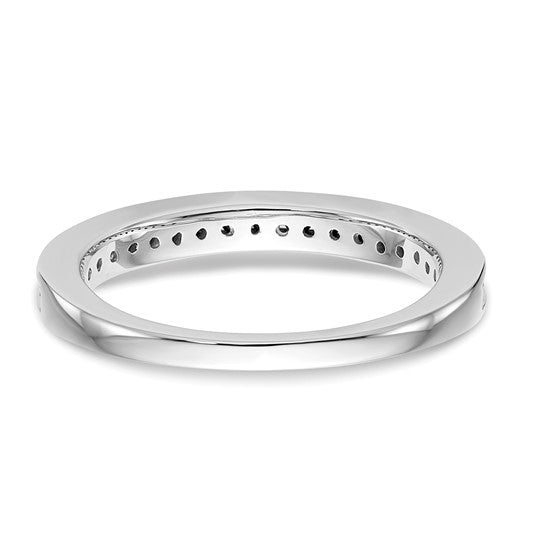 14k white gold blue sapphire channel band inside view showing closed back design and stone setting details fine jewelry