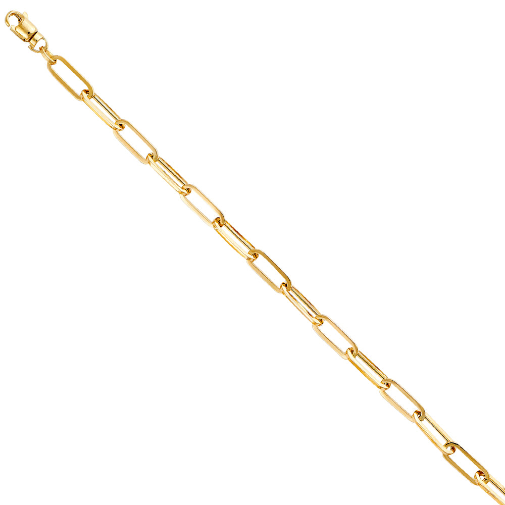 14K Yellow Gold Hollow Paperclip Bracelet