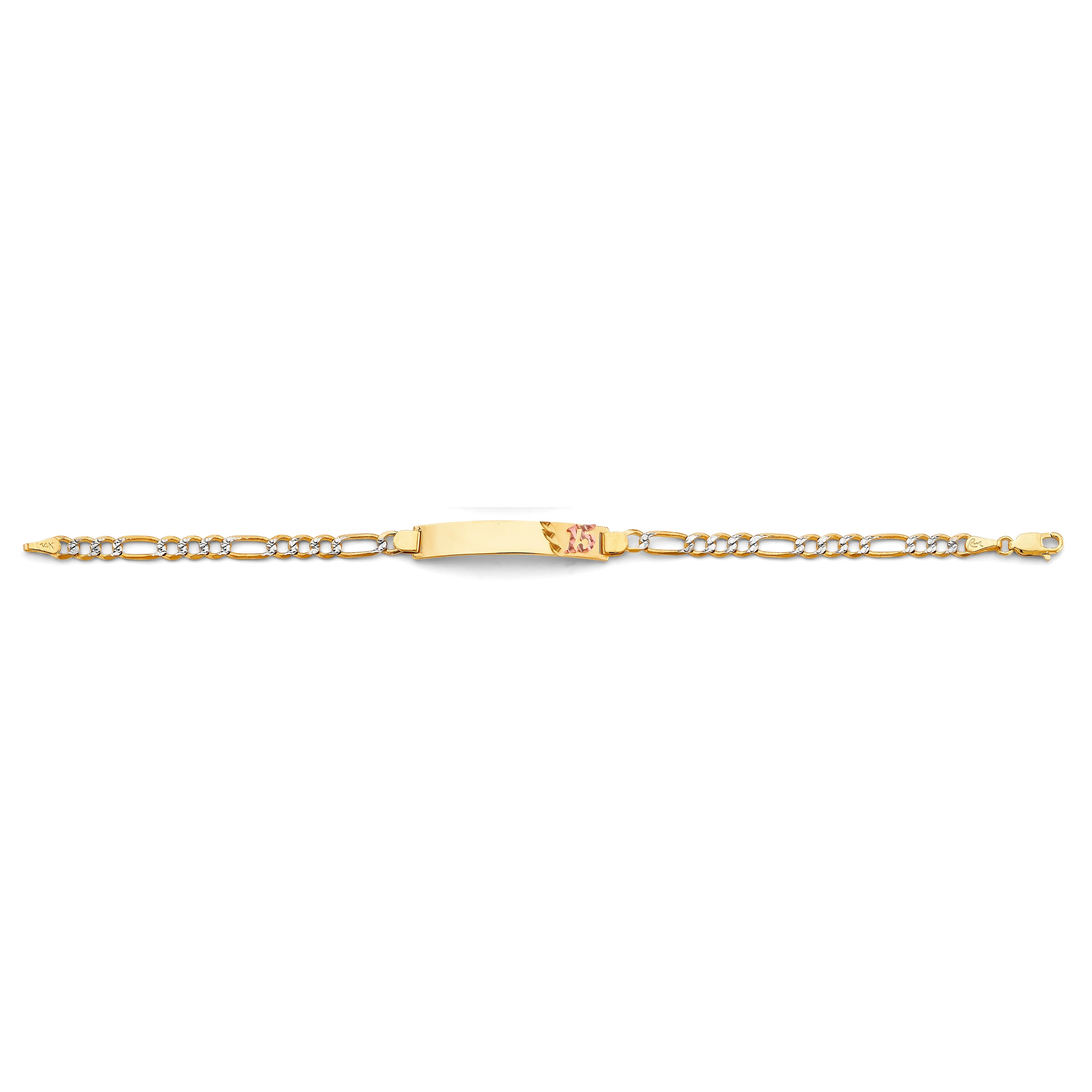 14K 2T Figaro WP 15 Years ID Bracelet