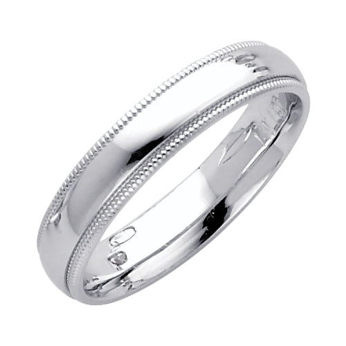 14KW 4mm Milgrain Comfort Wedding Band