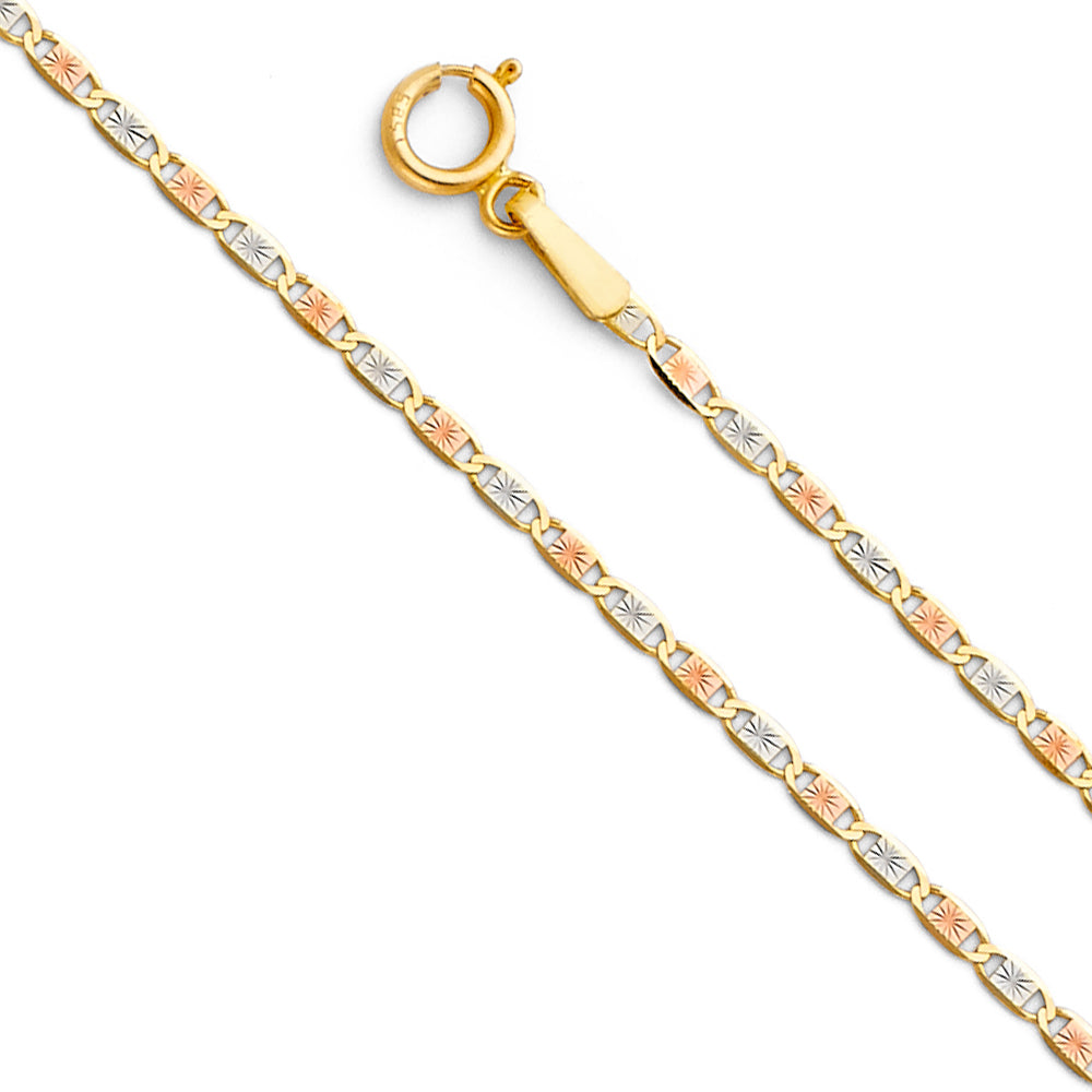 14K 3 Colors Valentino Diamond-Cut Chain