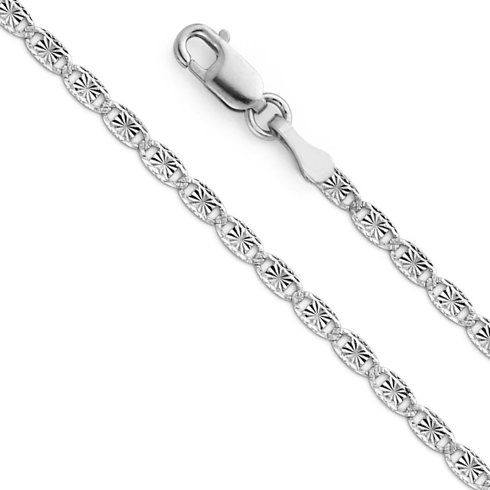 14K White Gold Valentino Star/Edge Diamond-Cut Chain
