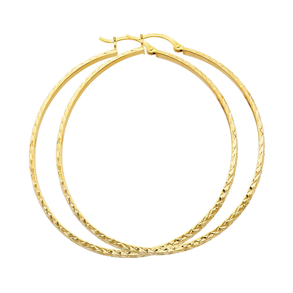 14KY DC 2.8mm Hollow Round Tube Hoop Earrings