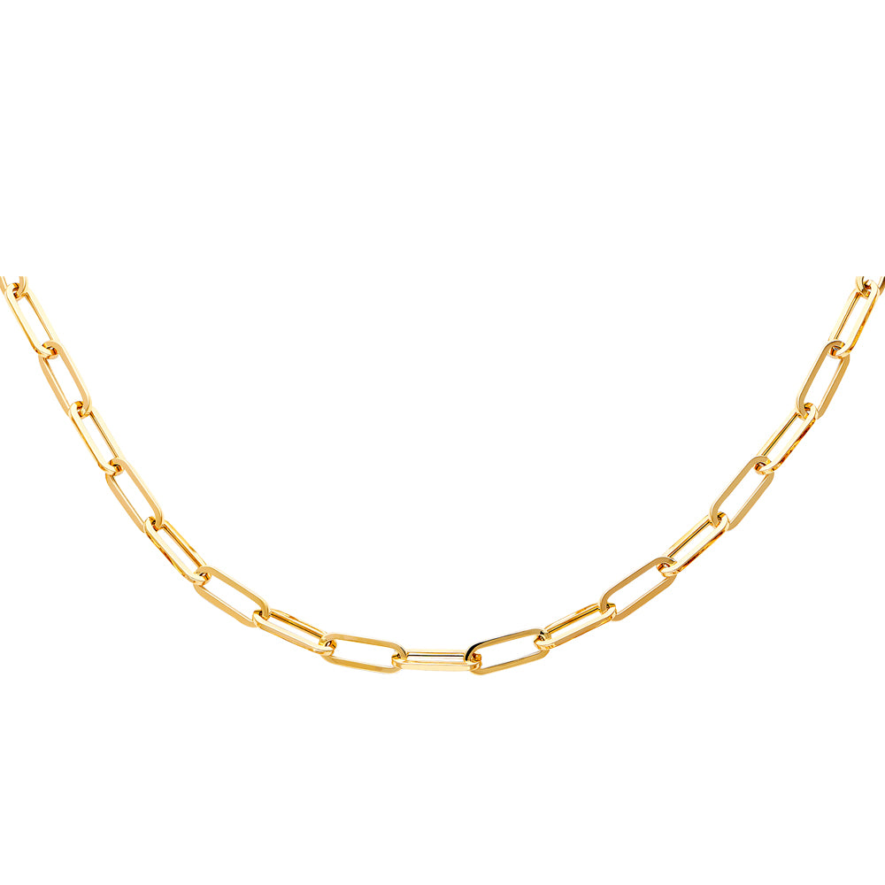 14K Yellow Gold Hollow Paperclip Necklace Chain