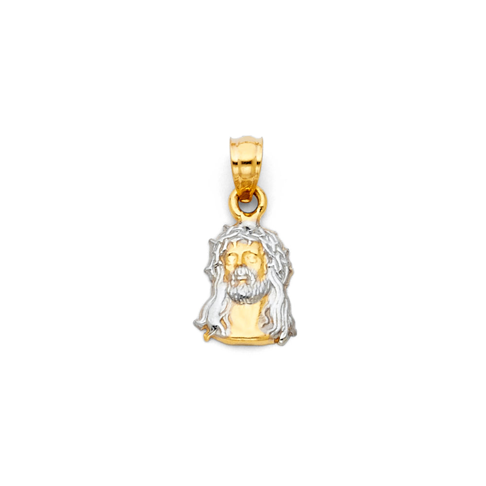 14K 2 Tone Jesus Christ Head Pendant