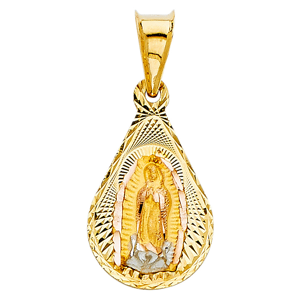 14K Gold 2 Tone Religious Stamp Pendant