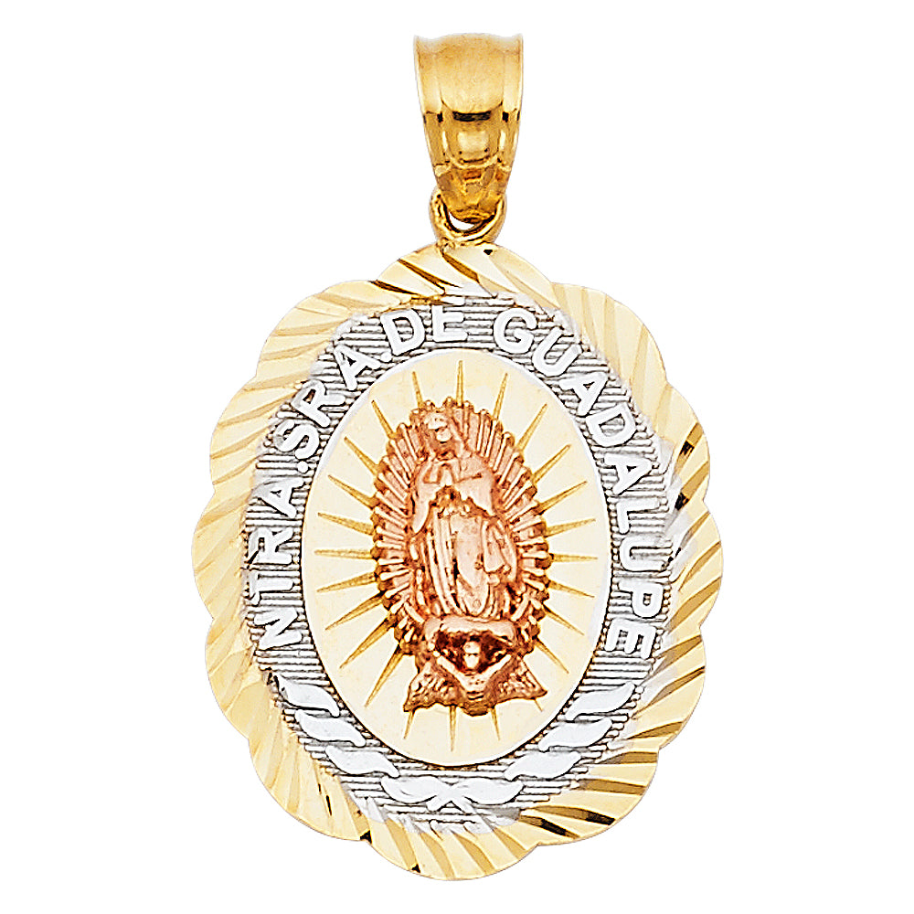 14K 3 Colors Our Lady of Guadalupe Pendant