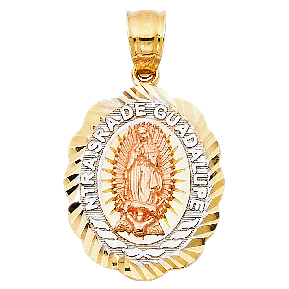 14K 3 Colors Our Lady of Guadalupe Pendant