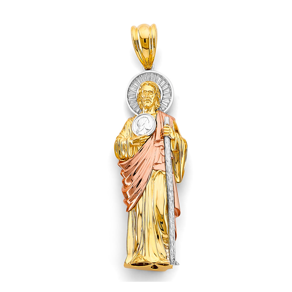 14K 3 Colors CZ St. Jude Thaddeus 3D Pendant