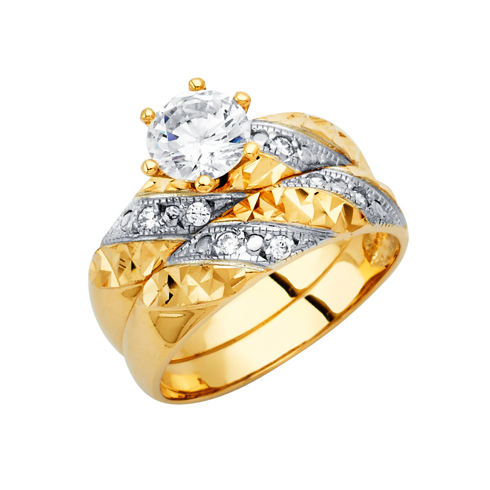 14KY Ladies CZ Wedding Band Only