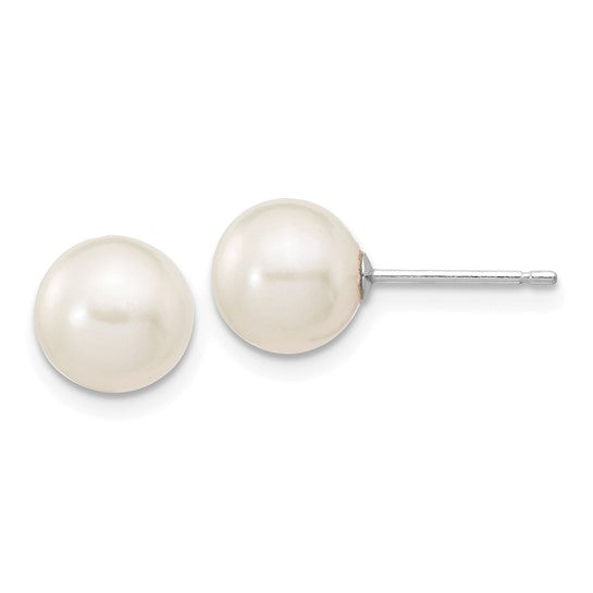14k White Gold Pearl Stud Post Earrings